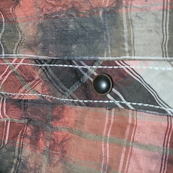 VINTAGE BKE 1967 STANDARD-FIT PLAID ACID-WASH SNAP-BUTTON LONG-SLEEVE SH… - Picture 6 of 10